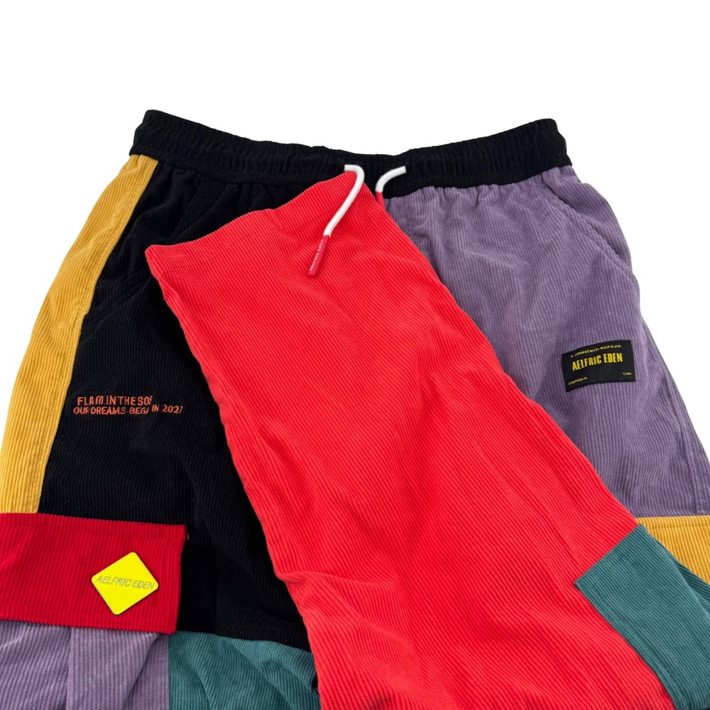 Aelfric Eden Mens Multicolor Patchwork Corduroy Cargo Pants Size M Streetwear